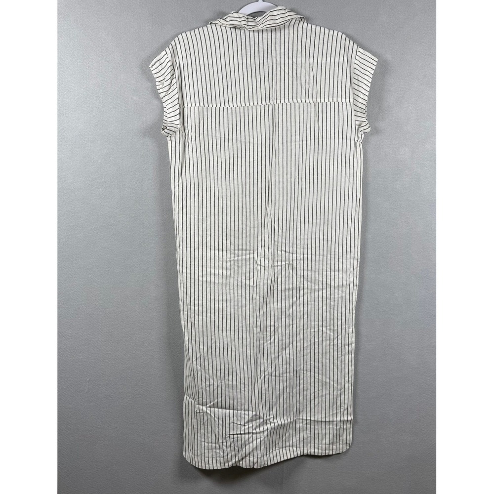 CALIA Womens XS Coverup Ivory Yucatan Stripe Button Down Linen Blend Shirt Dress - Picture 3 of 12